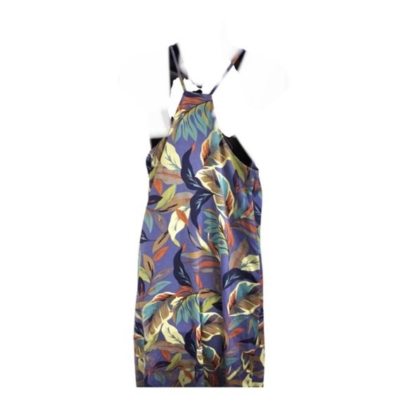 Nicole Miller purple multi tropical palm print v-neck satin‎ effect maxi dress - Picture 8 of 14